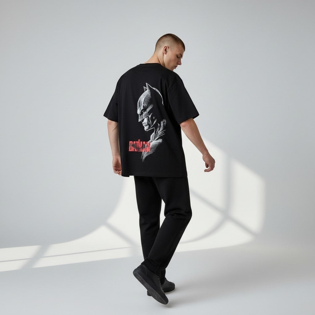 Black - Batman Graphic Printed Oversized Tees