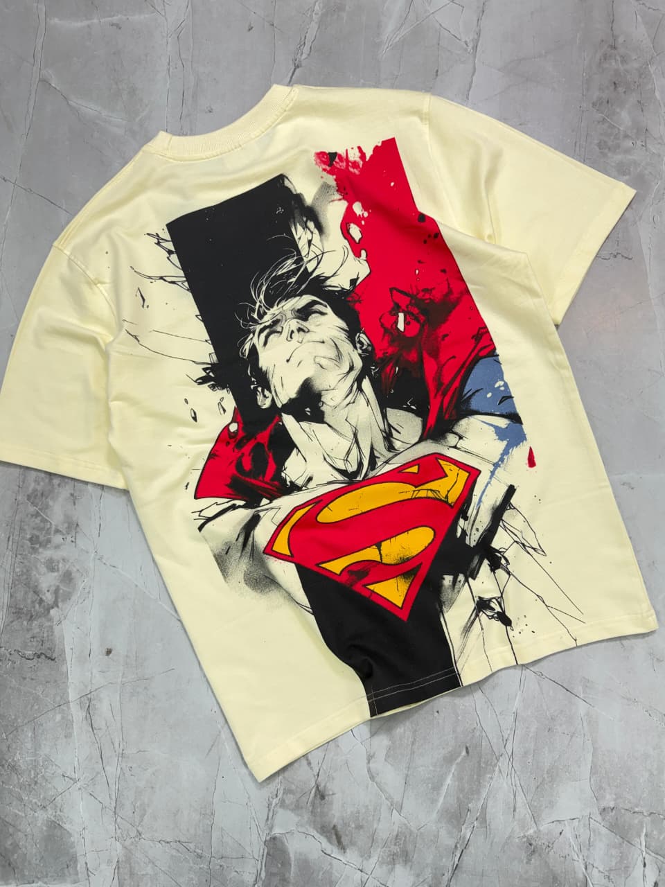 Superman Graphic Printed Beige T-Shirt