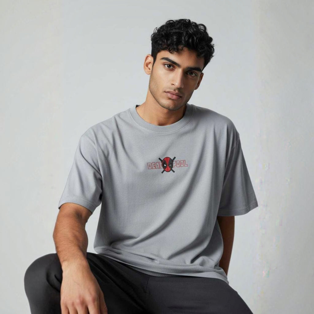 Deadpool Graphic Printed Grey Tees