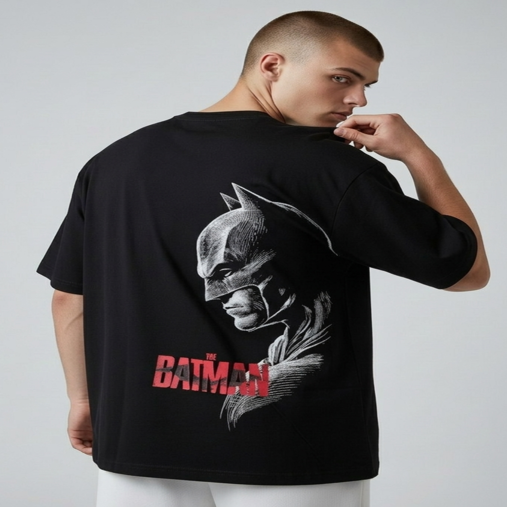 Black - Batman Graphic Printed Oversized Tees