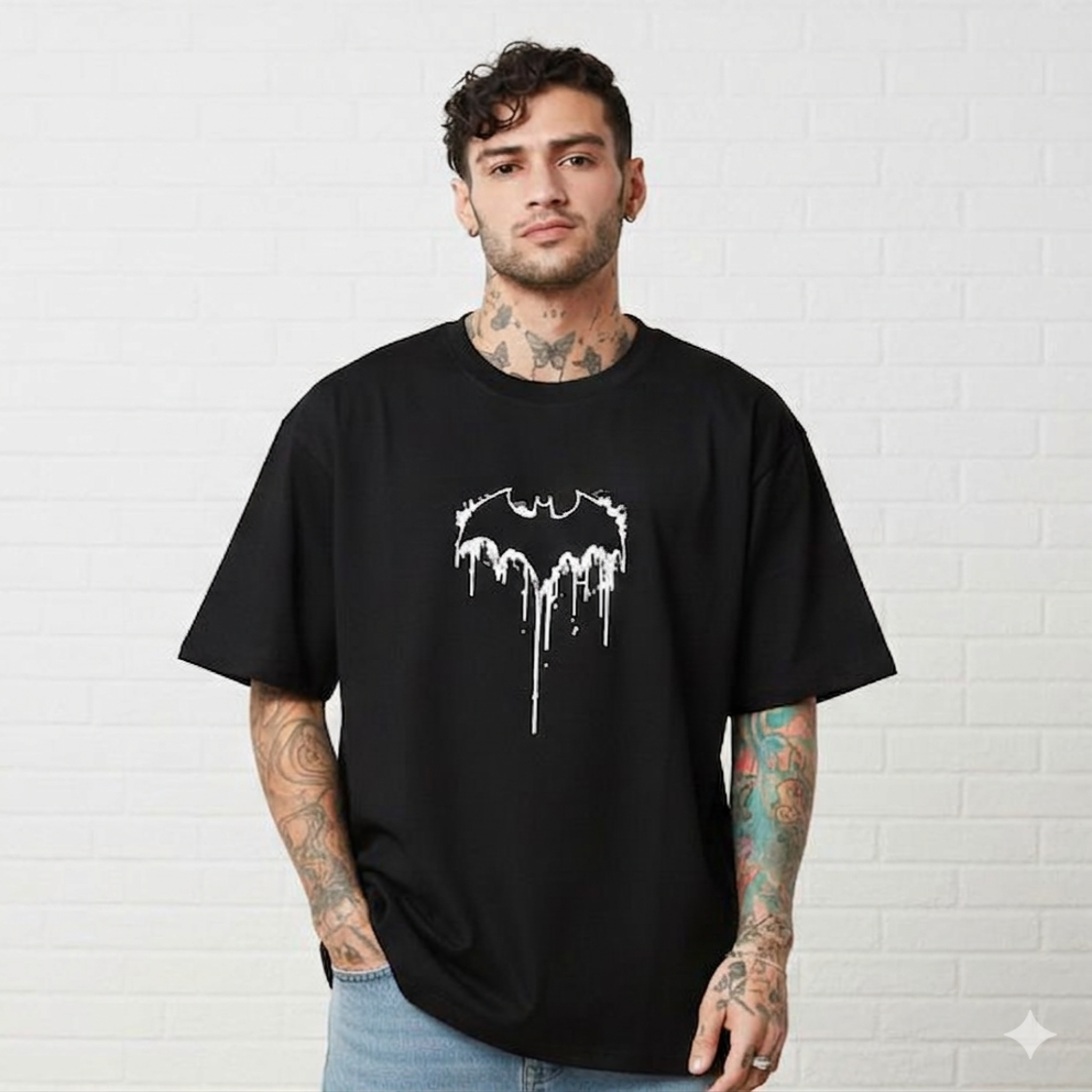 Black - Batman Graphic Printed Oversized Tees