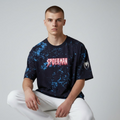 Spiderman Graphic Printed Navy Blue T-Shirt