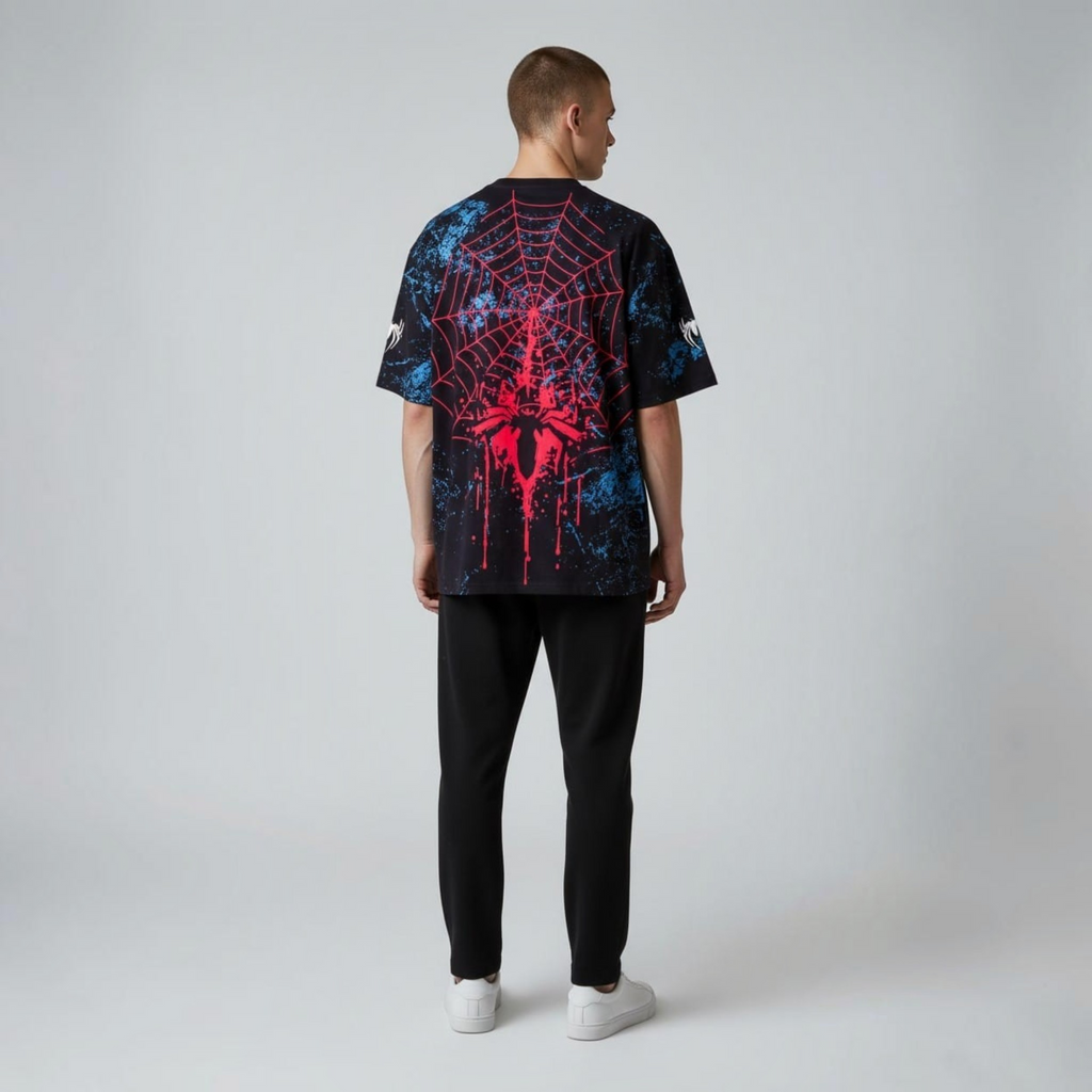 Spiderman Graphic Printed Navy Blue T-Shirt