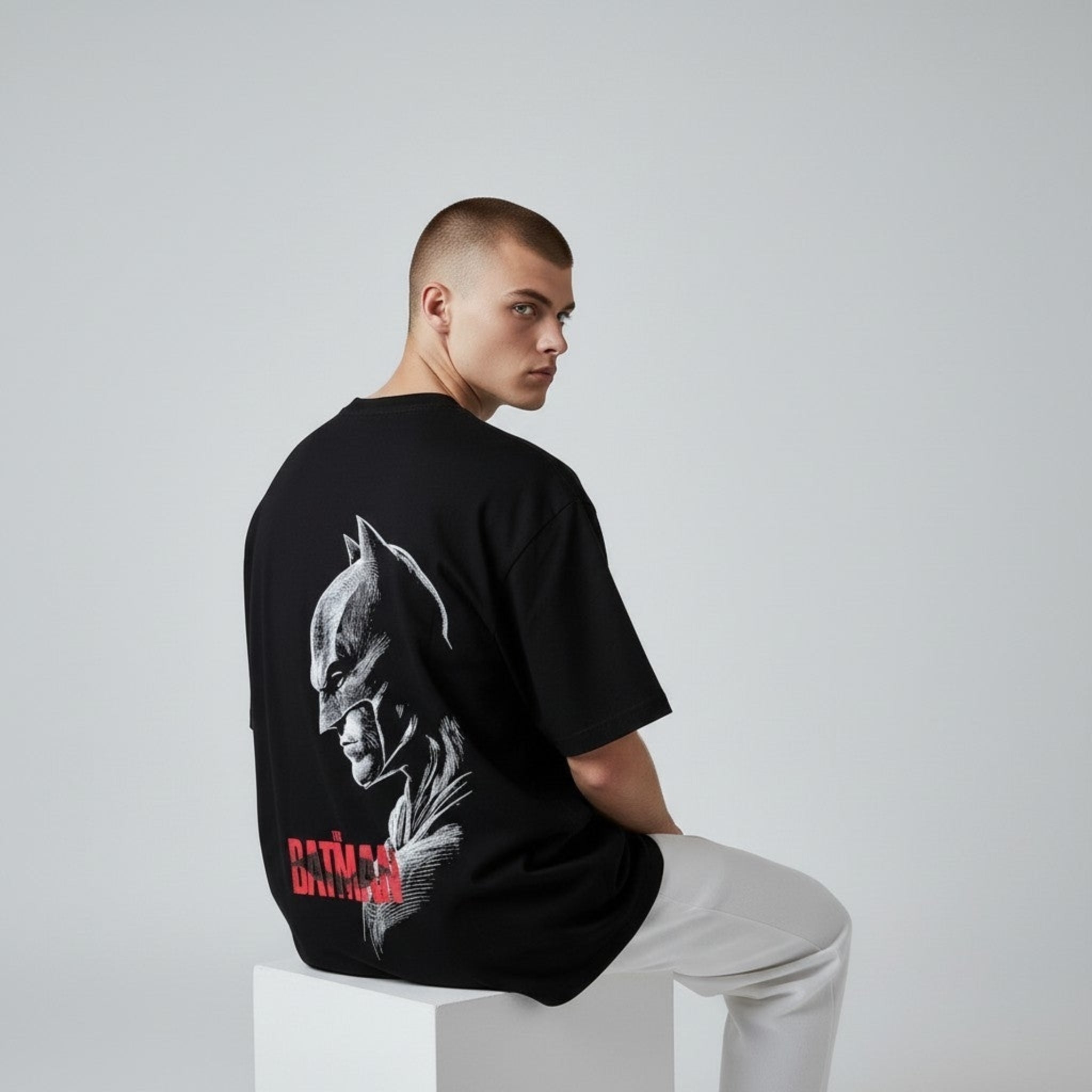 Black - Batman Graphic Printed Oversized Tees