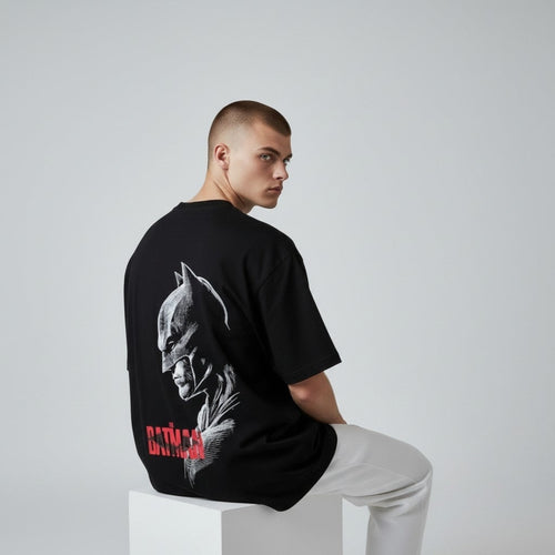 Black - Batman Graphic Printed Oversized Tees